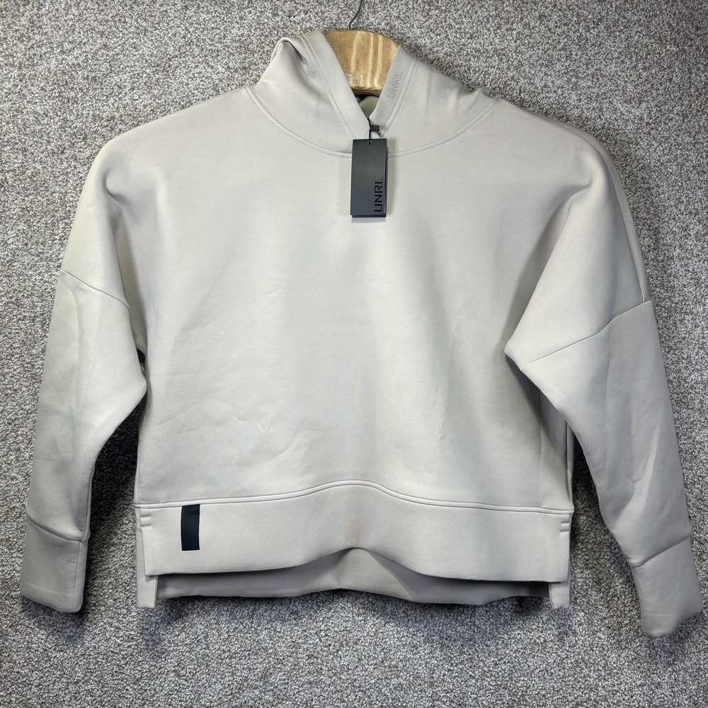 UNRL Hoodie Womens Medium Beige LuxBreak Oversized Pullover Fleece Sweatshirt